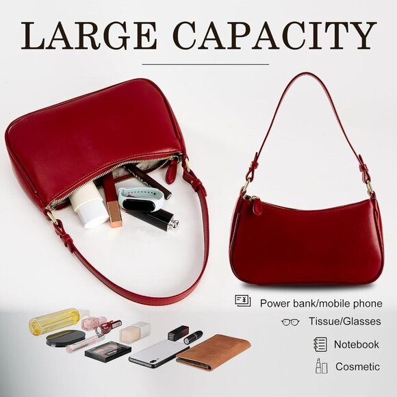 Crescent Shoulder Bag for Women Trendy Tote Handbag Purse Vegan Leather Clutch H - Picture 5 of 5